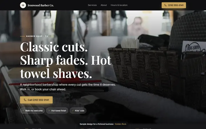 Ironwood Barber Co. website design