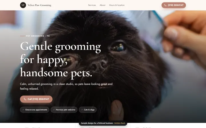 Velvet Paw Grooming website design