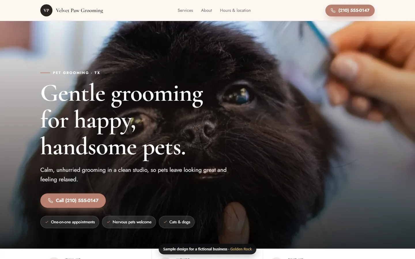 Velvet Paw Grooming website design